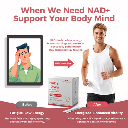 NAD+ Liquid Supplement 1000mg 30 Sachet, Nicotinamide Riboside & Resveratrol with PQQ DNA Repair Advanced NAD Supplement for Men & Women,Boosts Cellular Energy - Maple Wellness Supplements