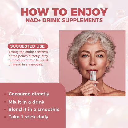 NAD+ Liquid Supplement 1000mg 30 Sachet, Nicotinamide Riboside & Resveratrol with PQQ DNA Repair Advanced NAD Supplement for Men & Women,Boosts Cellular Energy - Maple Wellness Supplements