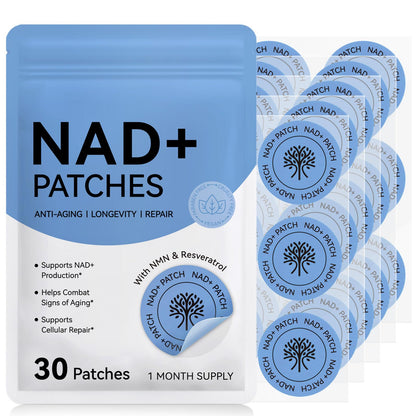NAD Patches for Women & Men,One-Stop Solution for Skin and Wellness Support | NMNH, Resveratrol, Hyaluronic Acid, Vitamin C, & Coq10 l Premium 8-Hour Time-Release Patch for Enhanced Absorption - Maple Wellness Supplements
