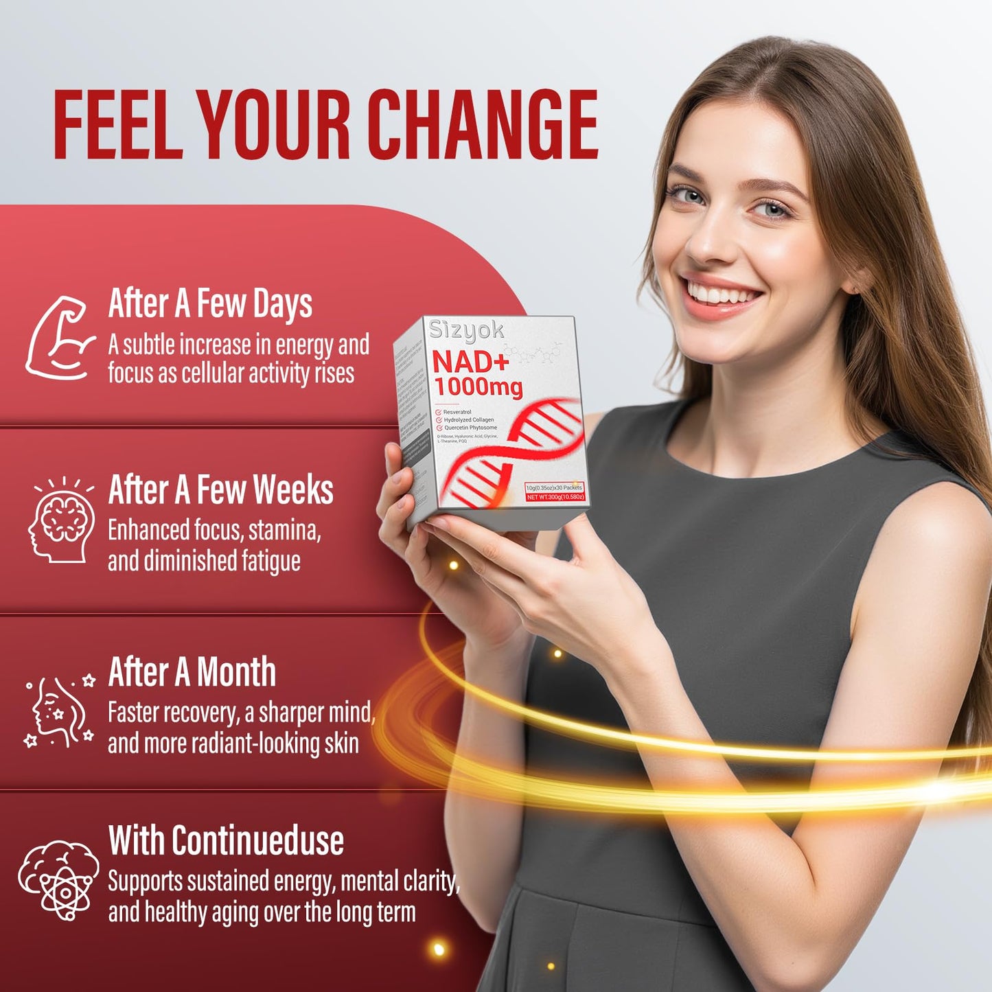 NAD+ Supplement 1000mg Liquid - High Absorption NAD+ with Trans Resveratrol 2000mg, Collagen & Hyaluronic Acid, Anti-Aging Energy Support for Women, Cellular Health & Longevity Boost - Maple Wellness Supplements