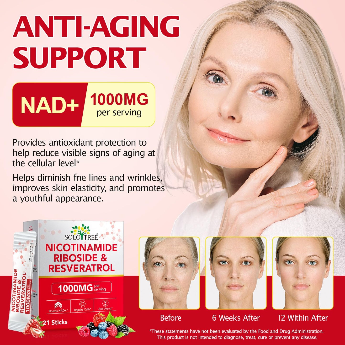 NAD+ Supplement 1000mg Liquid Packets 21pcs, Nicotinamide Riboside Resveratrol, NAD Supplements for Women Men, Anti-Aging, Repairs Cells, Support Natural Vitality - Maple Wellness Supplements