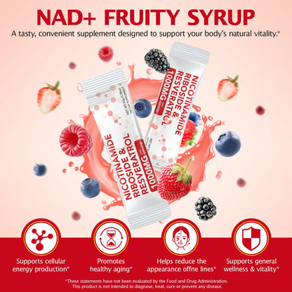 NAD+ Supplement 1000mg Liquid Packets 21pcs, Nicotinamide Riboside Resveratrol, NAD Supplements for Women Men, Anti-Aging, Repairs Cells, Support Natural Vitality - Maple Wellness Supplements