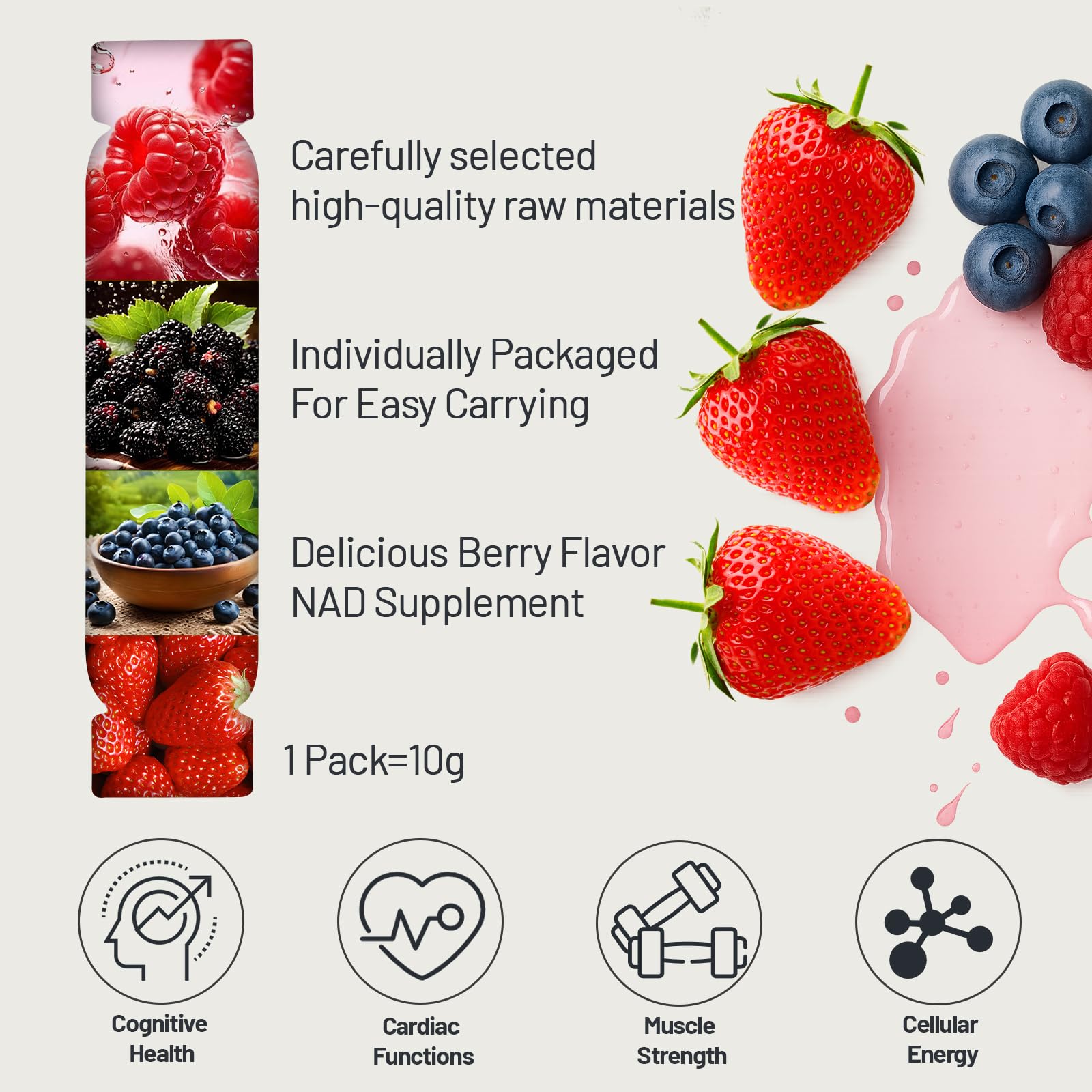 NAD Supplement 1000mg with Resveratrol Pure Organic Liquid Packets - Nicotinamide Riboside Supplements with PQQ - Liposomal NAD+ Berry Flavor Drink - Cellular Energy & Anti-Aging Support, 30 Packs - Maple Wellness Supplements