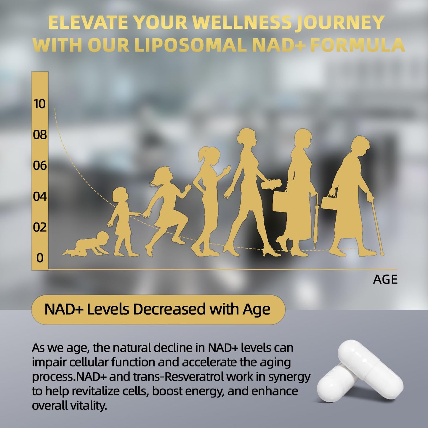 NAD Supplement 1600mg, NAD+ with Resveratrol & Nicotinamide Riboside, Anti-Aging Support, Cellular Energy & Mental Clarity Support, Vegan Non-GMO, 120 Capsules - Maple Wellness Supplements