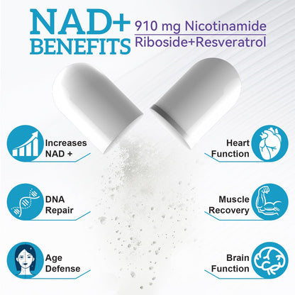 NAD+ Supplement Alternative - Liposomal Nicotinamide Riboside - Resveratrol & Quercetin - High Purity NAD Supplements for Anti-Aging, Focus, Energy 120 Capsules - Maple Wellness Supplements