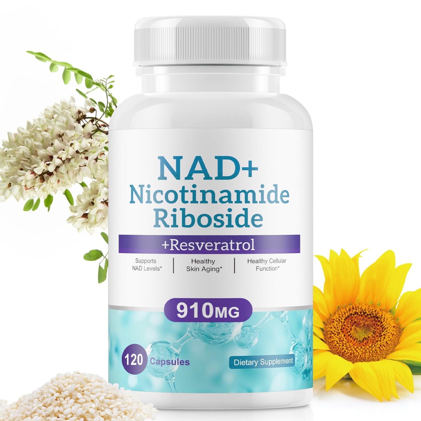 NAD+ Supplement Alternative - Liposomal Nicotinamide Riboside - Resveratrol & Quercetin - High Purity NAD Supplements for Anti-Aging, Focus, Energy 120 Capsules - Maple Wellness Supplements