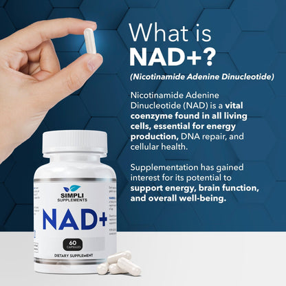 NAD Supplement for Anti-Aging and Cell Regeneration | NAD Booster 500mg Per Serving | NMN Supplement Alternative | Similar to Nicotinamide Riboside | 120 Capsules (2 Month Supply) - Maple Wellness Supplements