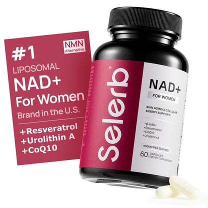 NAD+ Supplement for Women - NMN Alternative with β-NAD+, Trans-Resveratrol, CoQ10, D-Ribose - Promotes Cellular Renewal, Energy, and Radiant Skin Health - 60 Capsules Advanced - Maple Wellness Supplements