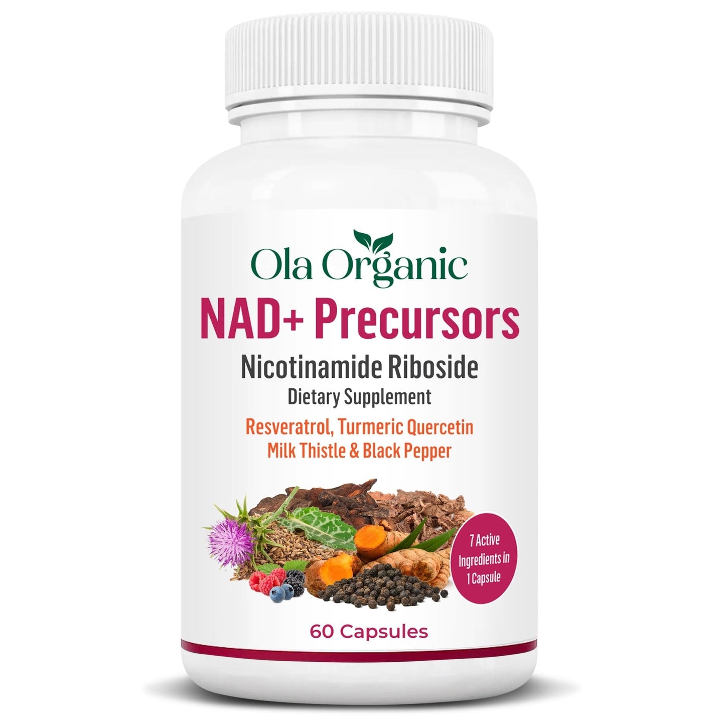 NAD+ Supplement & NAD Booster for Cellular Energy and Healthy Aging – Plant-Based Nicotinamide Riboside (NR) NAD Precursor with Resveratrol, Turmeric, Quercetin, Rhodiola & Milk Thistle – 60 Capsules - Maple Wellness Supplements