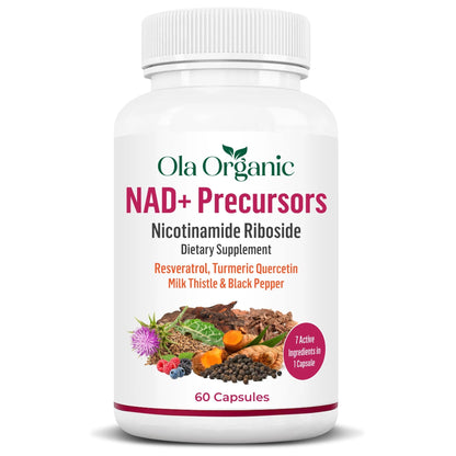 NAD+ Supplement & NAD Booster for Cellular Energy and Healthy Aging – Plant-Based Nicotinamide Riboside (NR) NAD Precursor with Resveratrol, Turmeric, Quercetin, Rhodiola & Milk Thistle – 60 Capsules - Maple Wellness Supplements