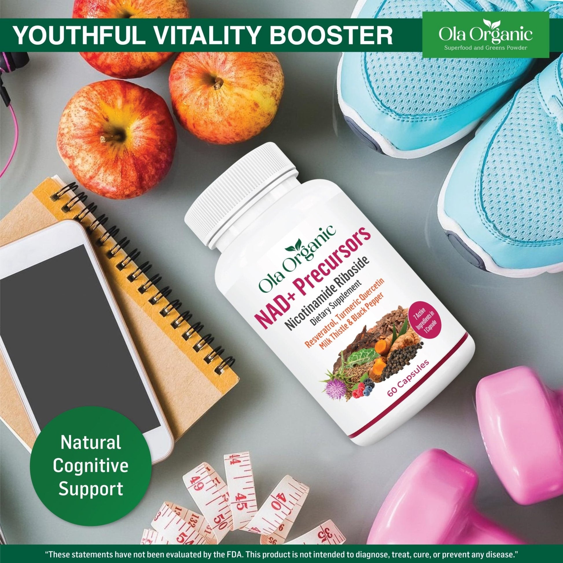 NAD+ Supplement & NAD Booster for Cellular Energy and Healthy Aging – Plant-Based Nicotinamide Riboside (NR) NAD Precursor with Resveratrol, Turmeric, Quercetin, Rhodiola & Milk Thistle – 60 Capsules - Maple Wellness Supplements
