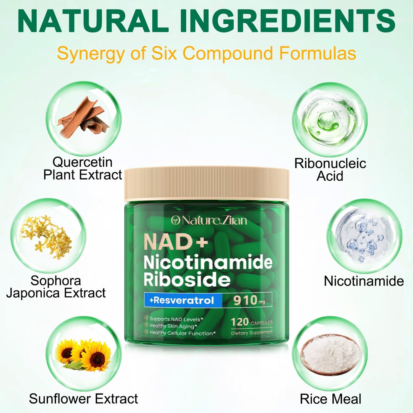 NAD Supplement - NAD+ Nicotinamide Riboside 910 Mg Supplement for Women & Men, Liposomal Nicotinamide Riboside with Resveratrol, for Focus, Boost - 120 Capsules (120 Count (Pack of 1)) - Maple Wellness Supplements