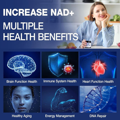 NAD+ Supplement - NAD Nicotinamide Riboside Resveratrol NAD Supplement 1000mg Pure Organic for Women and Men Anti-Aging, Energy, Focus, 80 Capsules - Maple Wellness Supplements