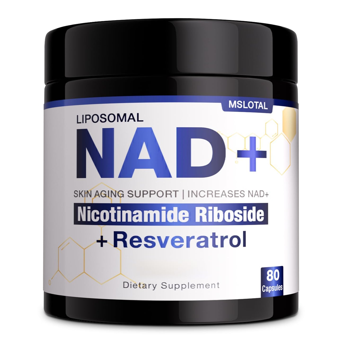 NAD+ Supplement - NAD Nicotinamide Riboside Resveratrol NAD Supplement 1000mg Pure Organic for Women and Men Anti-Aging, Energy, Focus, 80 Capsules - Maple Wellness Supplements