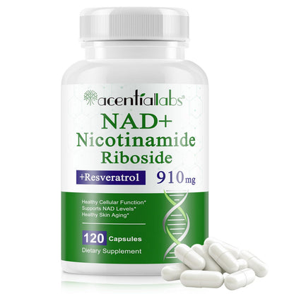 NAD Supplement, Nicotinamide Riboside, NAD 910MG Liposomal Supplements for Women & Men, NAD+ Supplement for Anti Aging and Cell Regeneration -120 Capsules - Maple Wellness Supplements