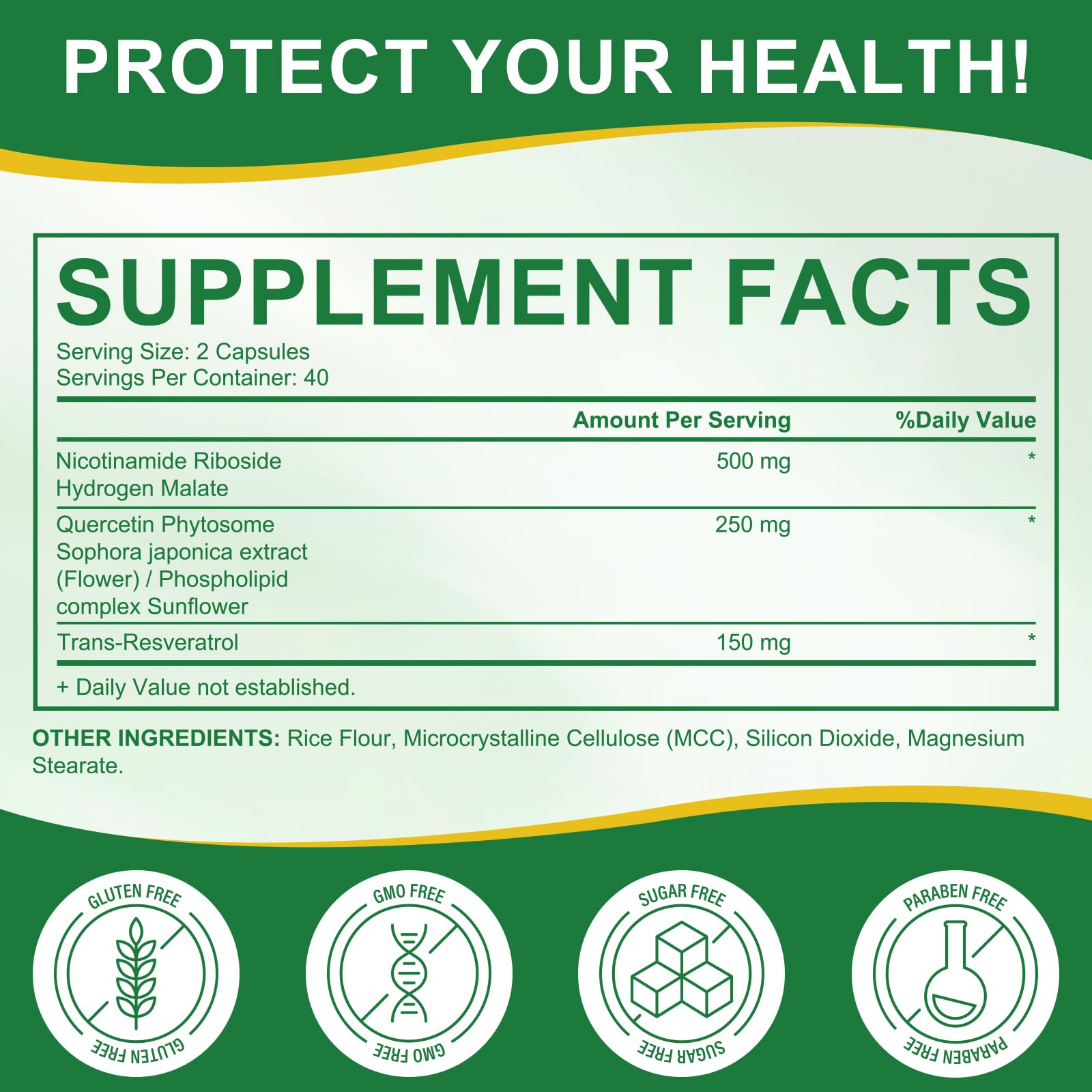 NAD Supplement with Nicotinamide Riboside - Resveratrol,Liposomal Nicotinamide Riboside,Quercetin - High Purity NAD Supplement for Anti-Aging, Focus, Energy 160 Capsules (2 Bag) - Maple Wellness Supplements