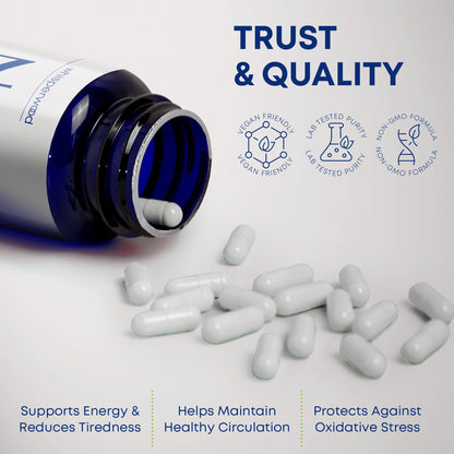 NAD+ Supplement with Nicotinamide Riboside, Trans Resveratrol & Quercetin – NAD Plus Complex for Energy, Brain & Mitochondrial Support – Antioxidant and Longevity Formula for Women & Men – 60 capsules - Maple Wellness Supplements