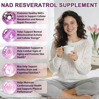 NAD+ Supplements for Men & Women, Extra Strength NMN Alternative Liposomal Nad⁺ Supplement with Resveratrol Quercetin for Cellular Energy & NAD+ Levels, Fast Absorption Liquid NAD Plus丨NON-GMO, 2Fl Oz - Maple Wellness Supplements