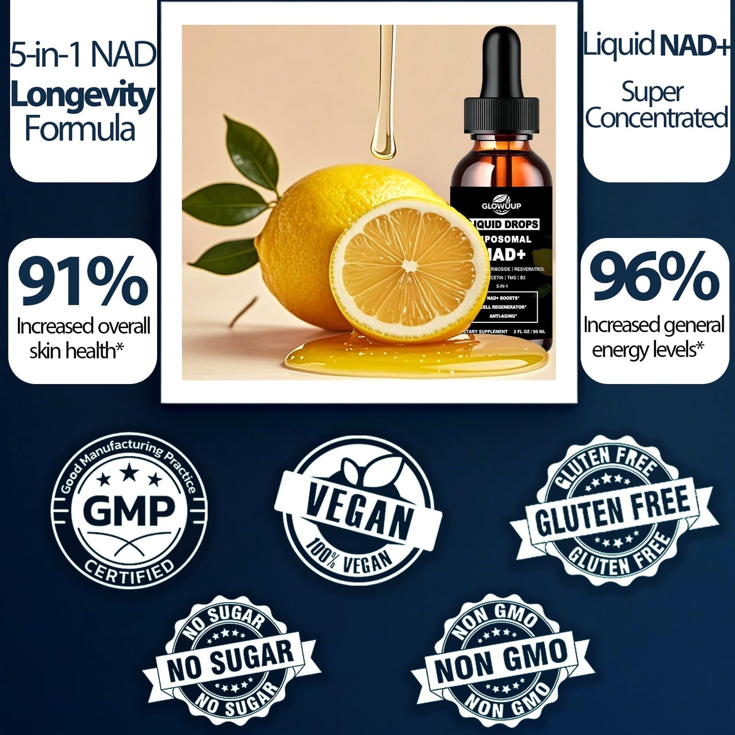NAD Supplements for Women & Men, Liposomal NAD Nicotinamide Riboside Resveratrol 900mg w. B3 Vitamin Quercetin TMG, Liquid Resveratrol NAD Plus Supplement for Anti-Aging Energy Focus Longevity - Maple Wellness Supplements