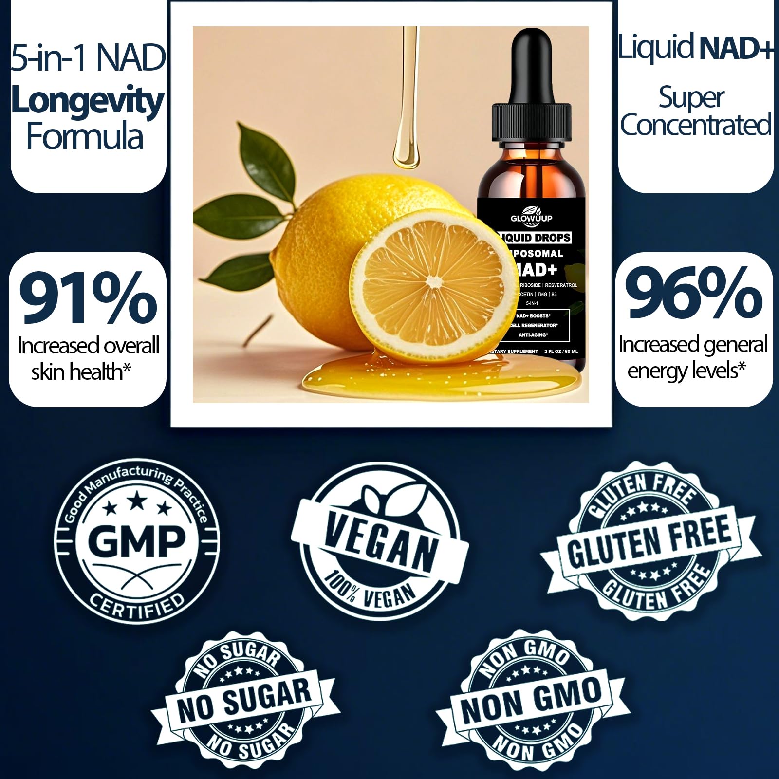 NAD Supplements for Women & Men, Liposomal NAD Nicotinamide Riboside Resveratrol 900mg w. B3 Vitamin Quercetin TMG, Liquid Resveratrol NAD Plus Supplement for Anti-Aging Energy Focus Longevity - Maple Wellness Supplements