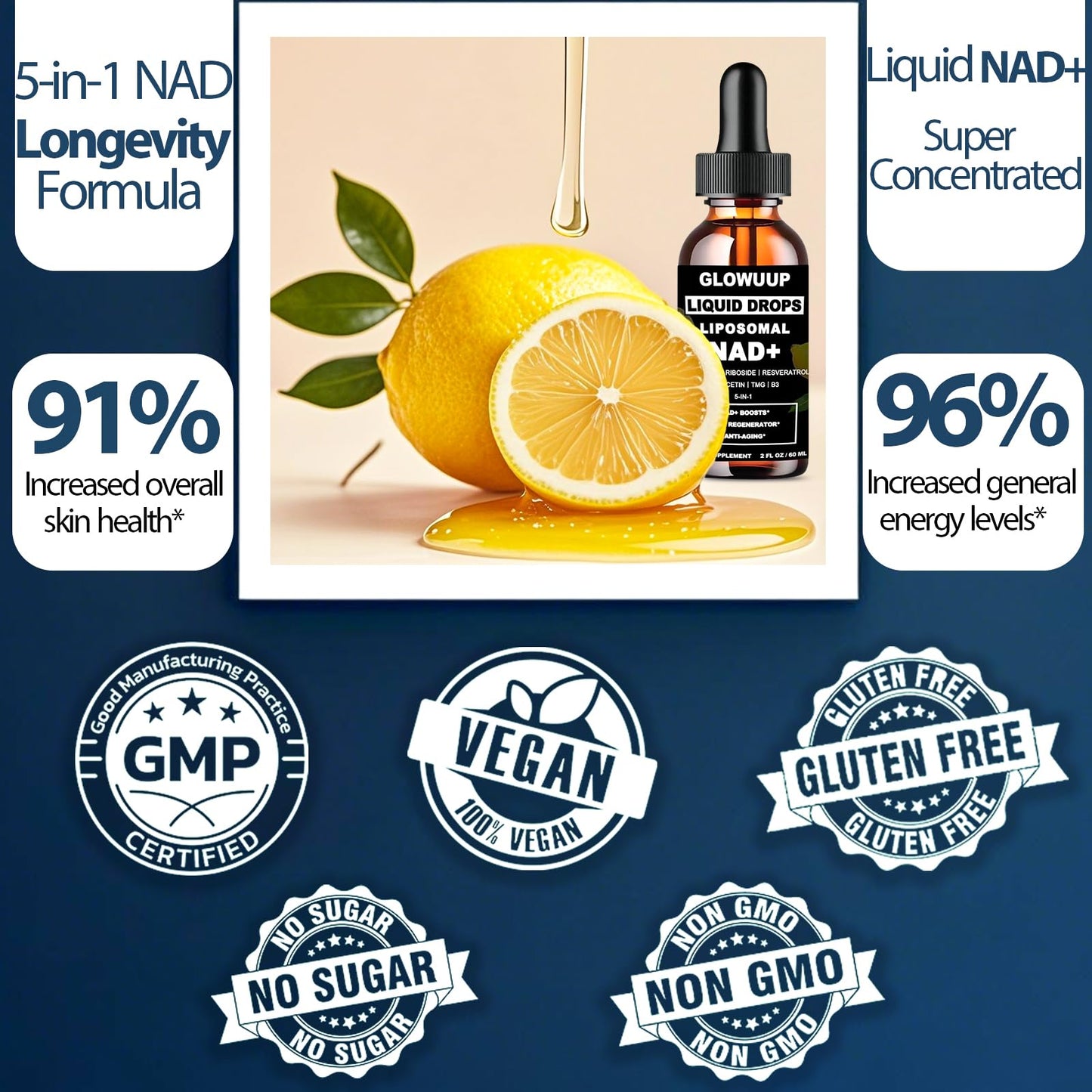 NAD Supplements for Women & Men, Liposomal NAD Nicotinamide Riboside Resveratrol 900mg w. B3 Vitamin Quercetin TMG, Liquid Resveratrol NAD Plus Supplement for Anti-Aging Energy Focus Longevity - Maple Wellness Supplements