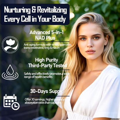 NAD Supplements for Women & Men, Liposomal NAD Nicotinamide Riboside Resveratrol 900mg w. B3 Vitamin Quercetin TMG, Liquid Resveratrol NAD Plus Supplement for Anti-Aging Energy Focus Longevity - Maple Wellness Supplements