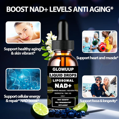 NAD Supplements for Women & Men, Liposomal NAD Nicotinamide Riboside Resveratrol 900mg w. B3 Vitamin Quercetin TMG, Liquid Resveratrol NAD Plus Supplement for Anti-Aging Energy Focus Longevity - Maple Wellness Supplements