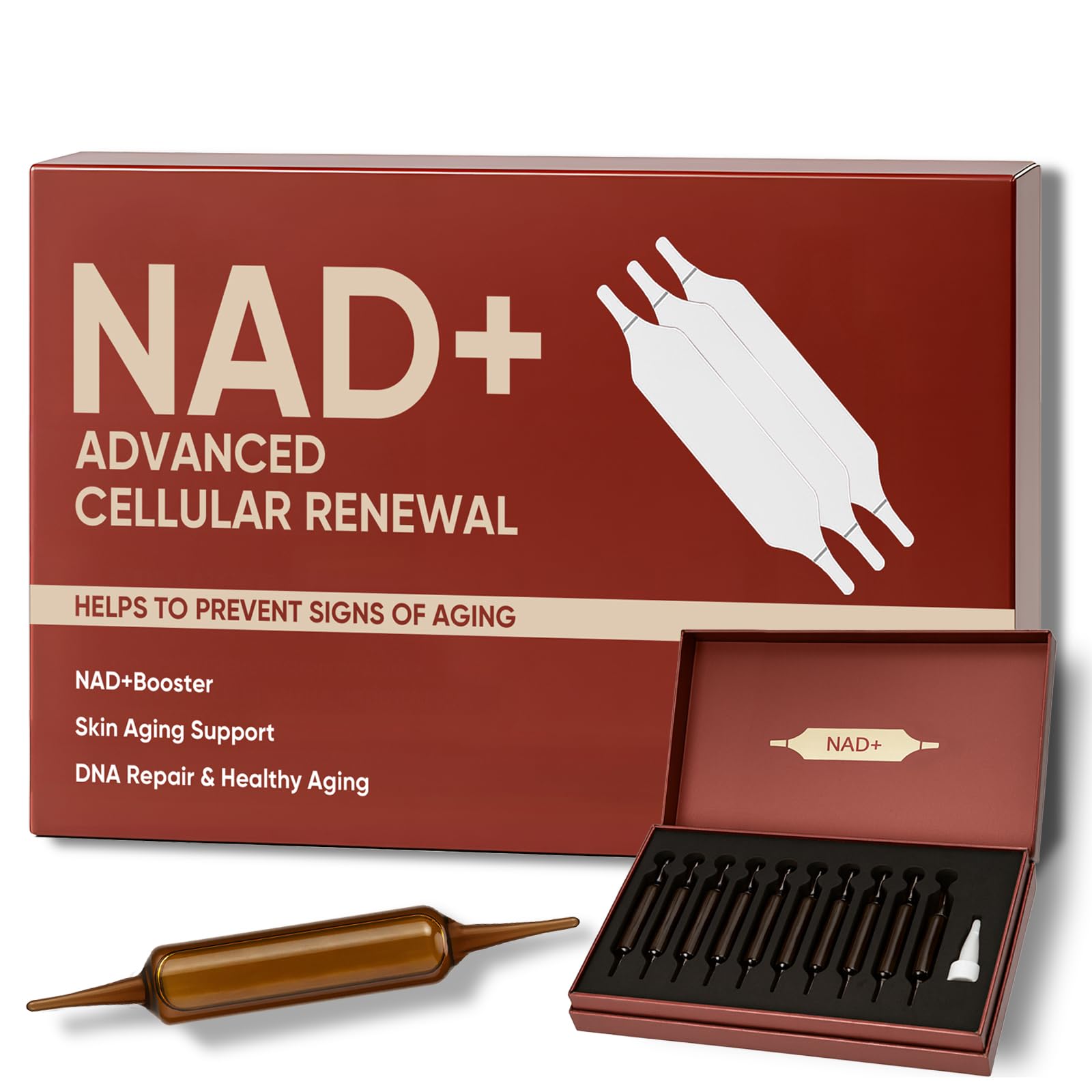 NAD+Advanced Cellular Renewal - 1200mg NAD+Liquid Supplements for Energy & Focus - 10 Vials (1) - Maple Wellness Supplements