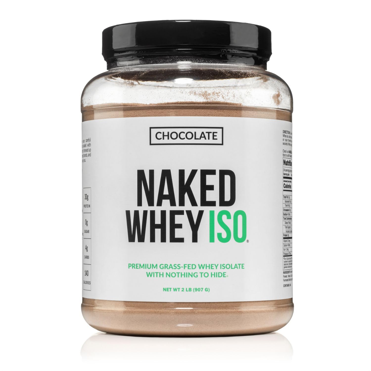 NAKED Chocolate Whey Isolate Protein - Only 6 Ingredients, 30g Grass-Fed Protein, Undenatured, No GMO, No Soy, Gluten-Free, No Preservatives - 24 Servings - Maple Wellness Supplements