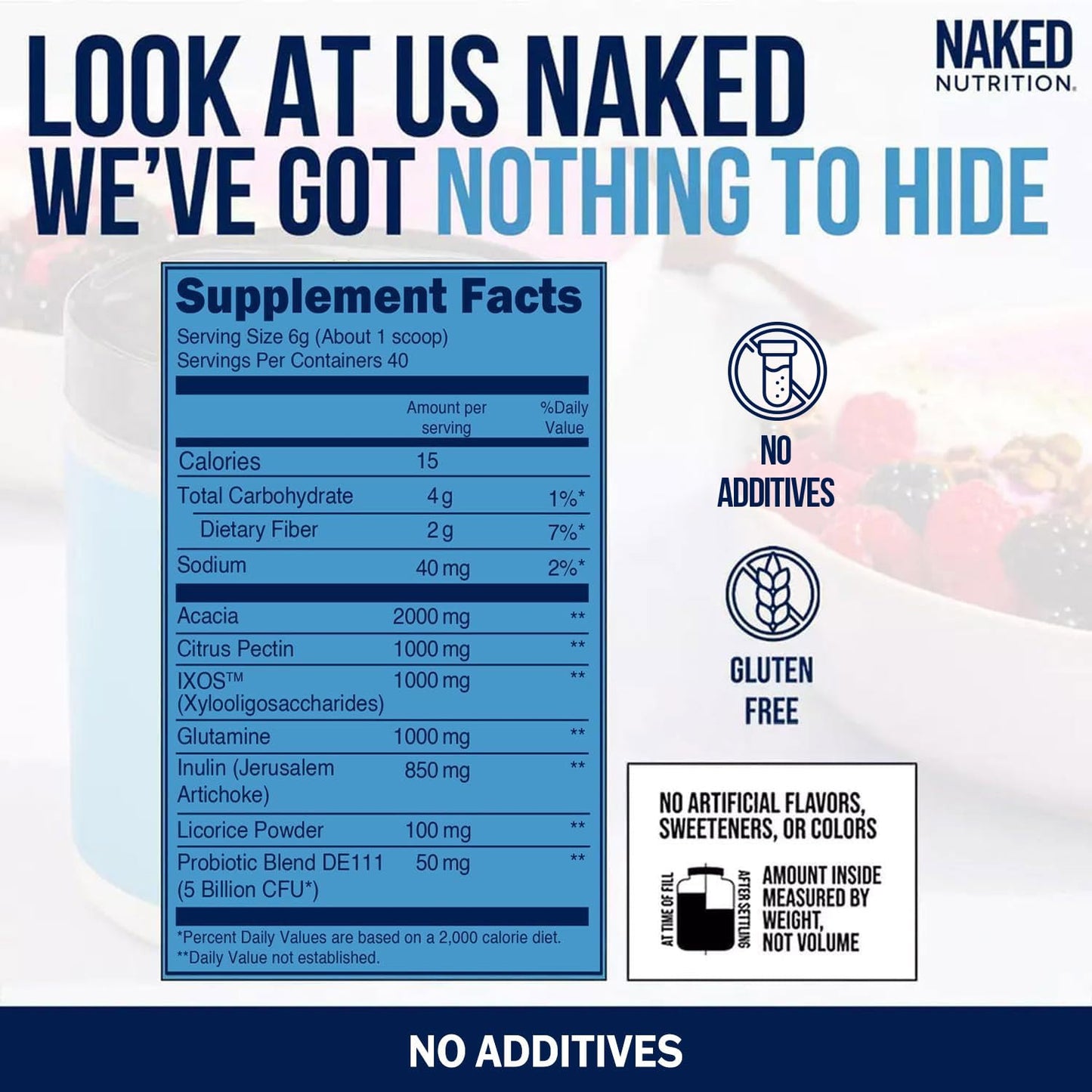NAKED Gut - Daily Gut Health Supplement - Natural Gut Health Powder for Gut Cleanse, Digestive Support, GMO-Free, Soy-Free, Gluten-Free, - Maple Wellness Supplements