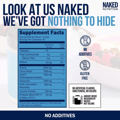 NAKED Gut - Daily Gut Health Supplement - Natural Gut Health Powder for Gut Cleanse, Digestive Support, GMO-Free, Soy-Free, Gluten-Free, - Maple Wellness Supplements