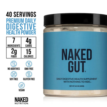 NAKED Gut - Daily Gut Health Supplement - Natural Gut Health Powder for Gut Cleanse, Digestive Support, GMO-Free, Soy-Free, Gluten-Free, - Maple Wellness Supplements