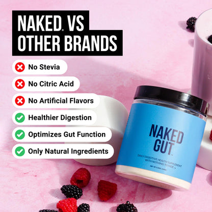 NAKED Gut - Daily Gut Health Supplement - Natural Gut Health Powder for Gut Cleanse, Digestive Support, GMO-Free, Soy-Free, Gluten-Free, - Maple Wellness Supplements