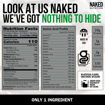NAKED nutrition Naked Goat - Pasture Fed Goat Whey Protein Powder from Small-Herd - Maple Wellness Supplements
