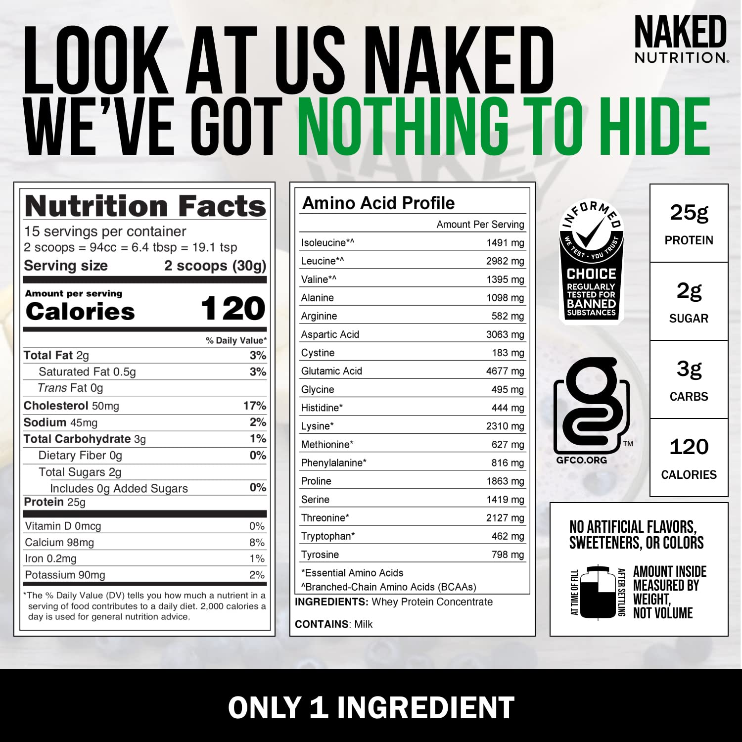 Naked Nutrition Naked Whey 1Lb - Only 1 Ingredient, Grass Fed Whey Protein Powder - Maple Wellness Supplements