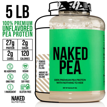 NAKED Pea - 5LB 100% Pea Protein Powder from North American Farms - Unflavored - Maple Wellness Supplements