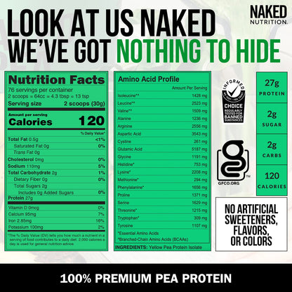 NAKED Pea - 5LB 100% Pea Protein Powder from North American Farms - Unflavored - Maple Wellness Supplements