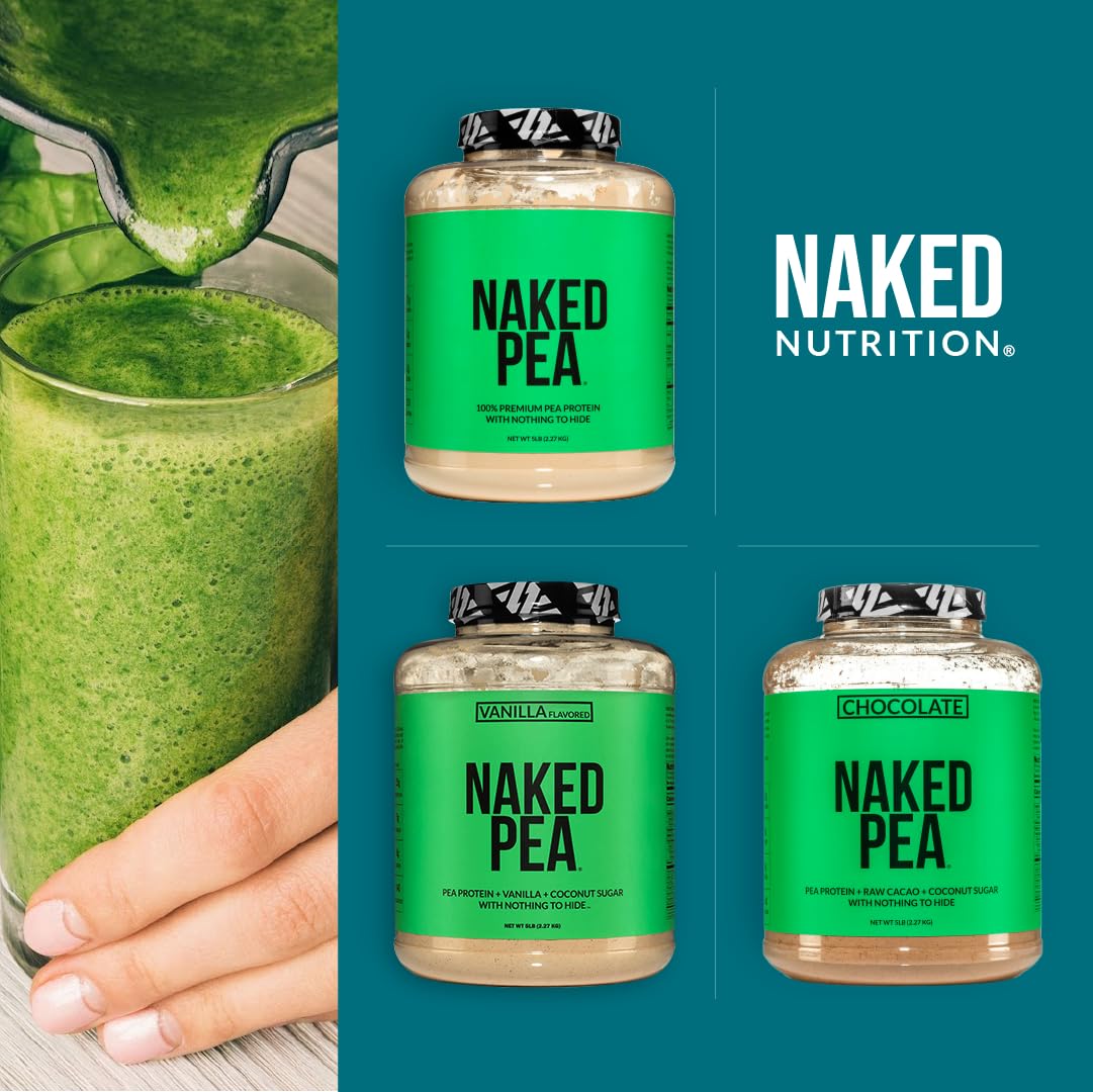 NAKED Pea - 5LB 100% Pea Protein Powder from North American Farms - Unflavored Vegan Pea Protein Isolate - NSF Certified, Plant Protein Powder, Easy to Digest - 76 Servings - Maple Wellness Supplements