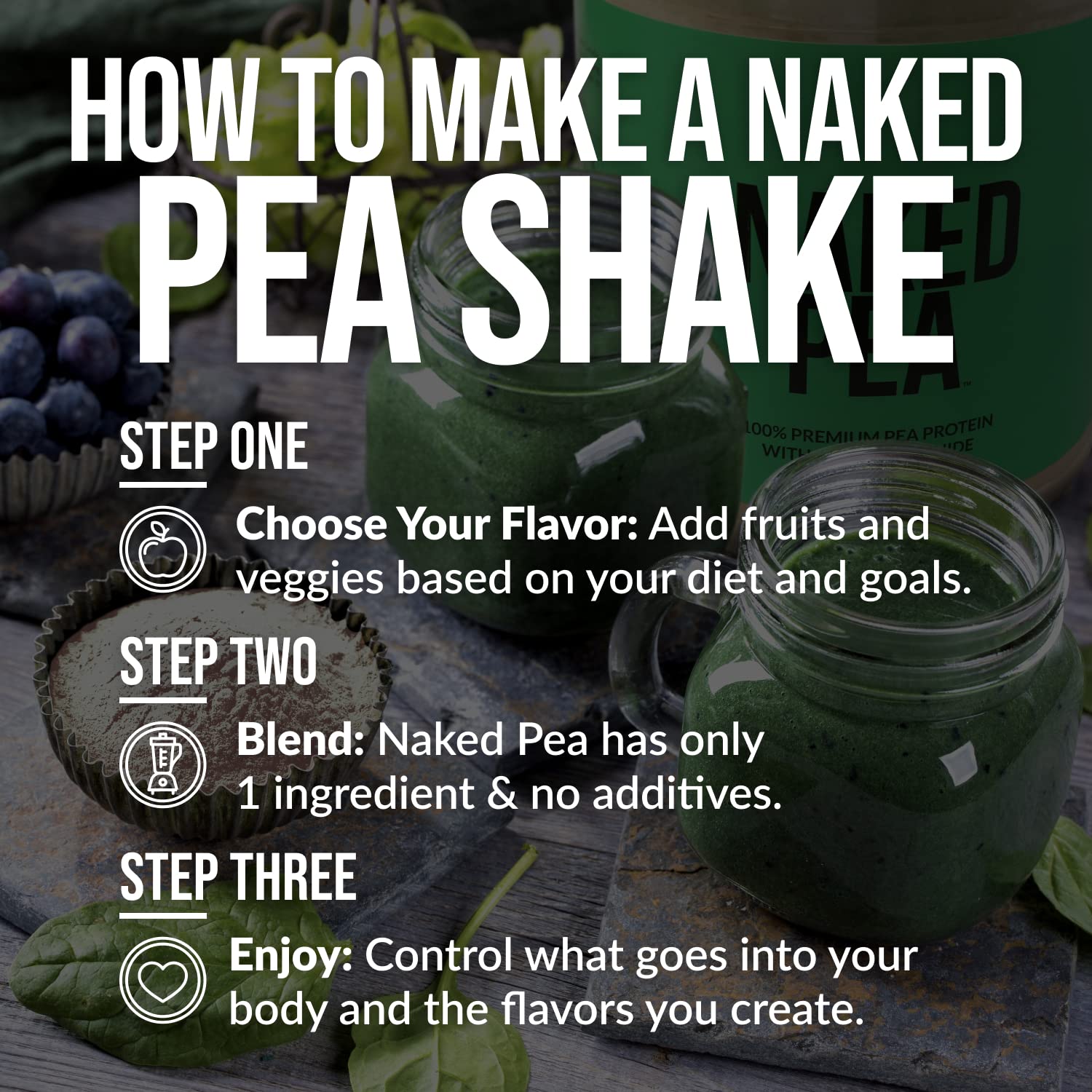 NAKED Pea - 5LB 100% Pea Protein Powder from North American Farms - Unflavored Vegan Pea Protein Isolate - NSF Certified, Plant Protein Powder, Easy to Digest - 76 Servings - Maple Wellness Supplements