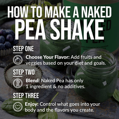 NAKED Pea - 5LB 100% Pea Protein Powder from North American Farms - Unflavored Vegan Pea Protein Isolate - NSF Certified, Plant Protein Powder, Easy to Digest - 76 Servings - Maple Wellness Supplements