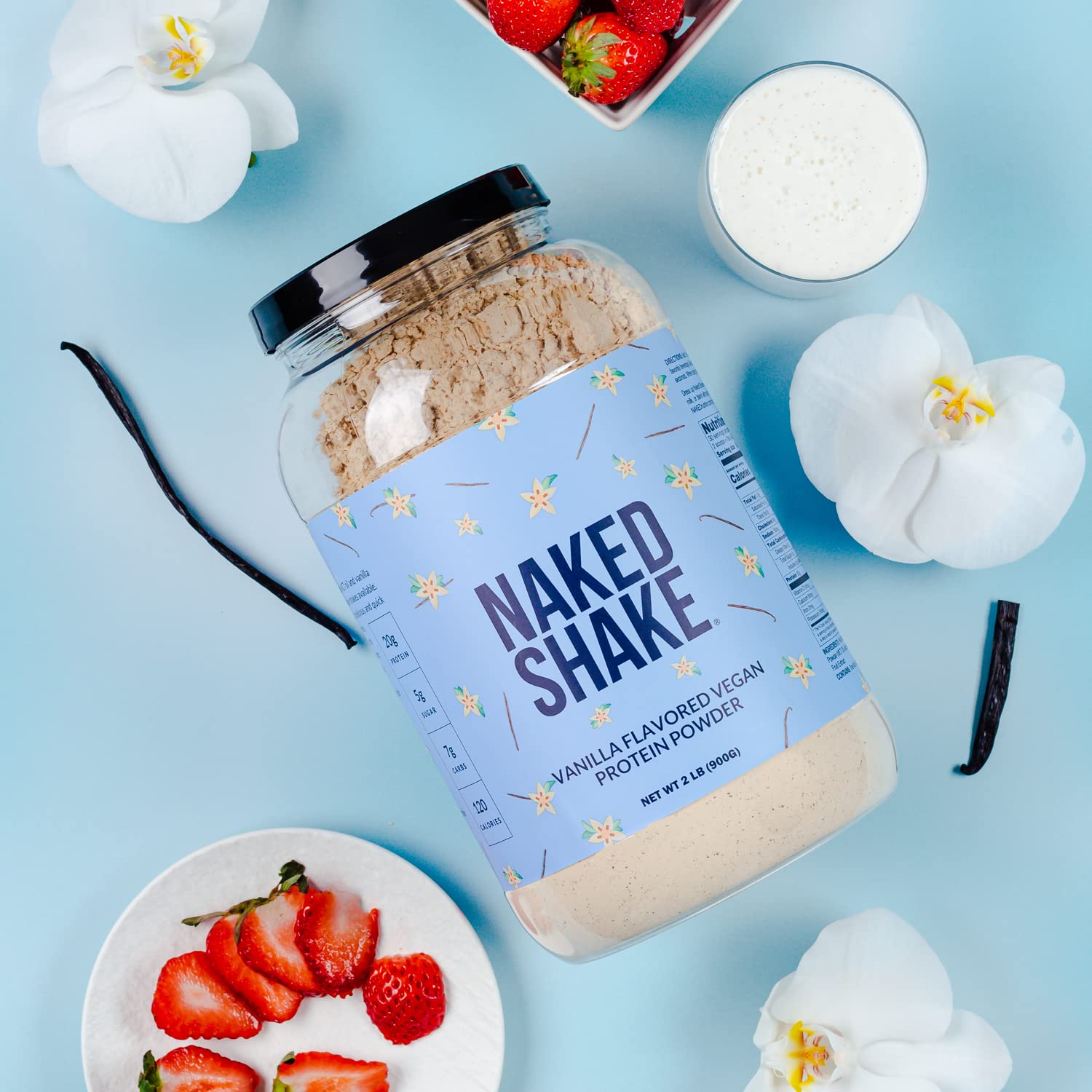 NAKED Shake - Vanilla Protein Powder - Plant Based Protein Shake with Mct Oil, NSF Certified, Gluten-Free, Soy-Free, No Gmos Or Artificial Sweeteners - 30 Servings - Maple Wellness Supplements