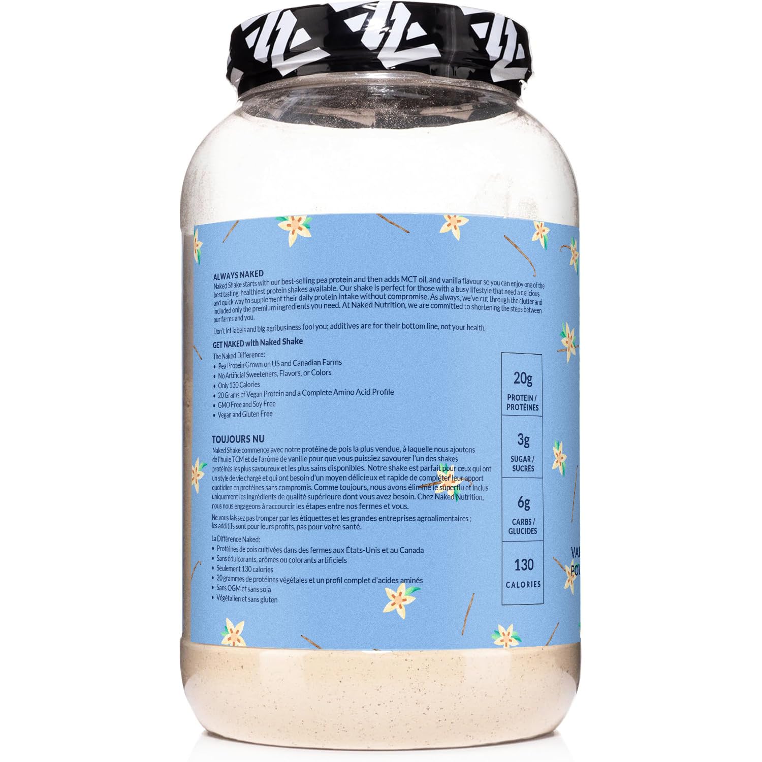 NAKED Shake - Vanilla Protein Powder - Plant Based Protein Shake with Mct Oil, NSF Certified, Gluten-Free, Soy-Free, No Gmos Or Artificial Sweeteners - 30 Servings - Maple Wellness Supplements