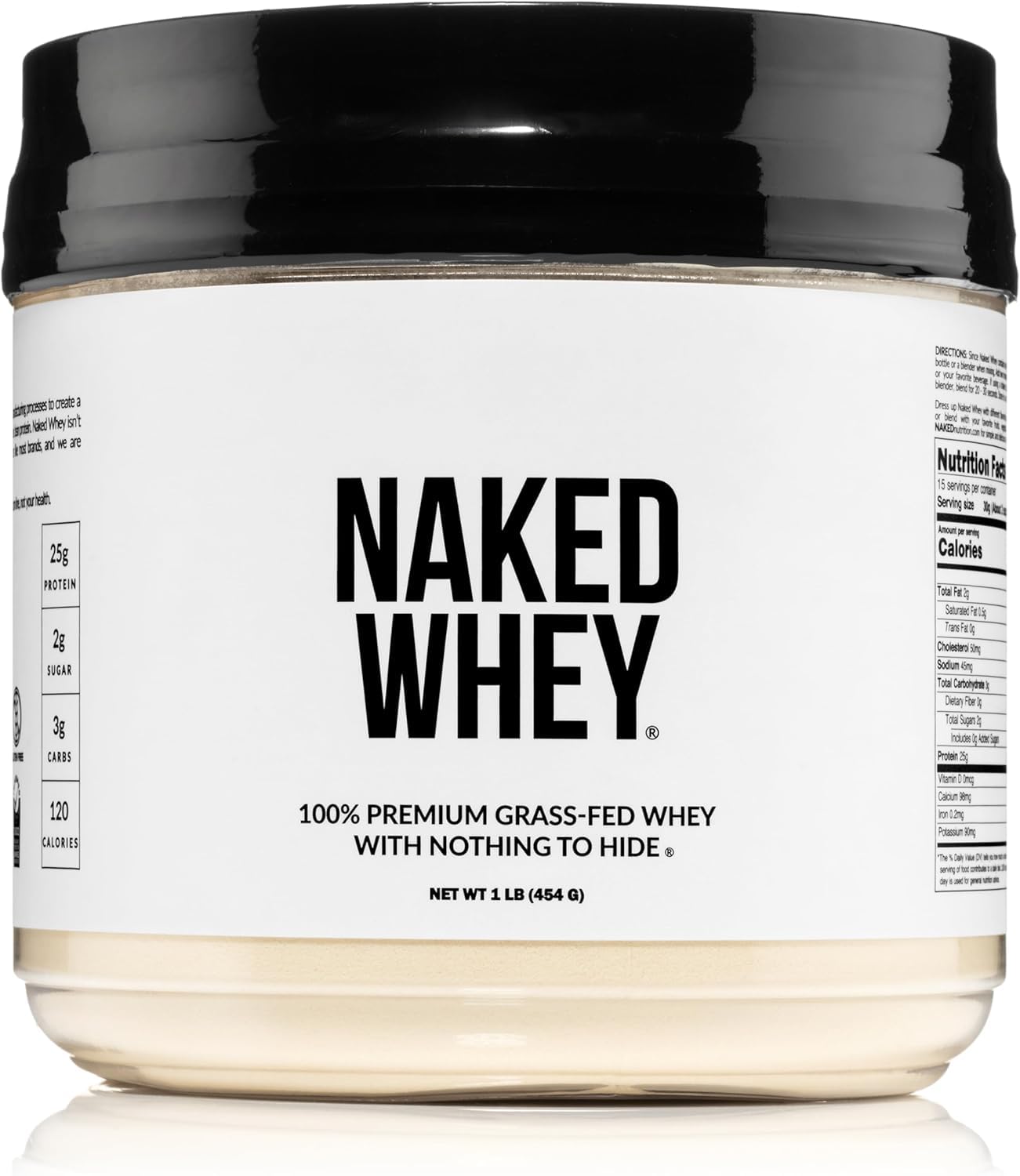 NAKED Whey 1Lb - Only 1 Ingredient, Grass Fed Whey Protein Powder, NSF Certified, Undenatured, No Gmos, No Soy, Gluten Free - Maple Wellness Supplements