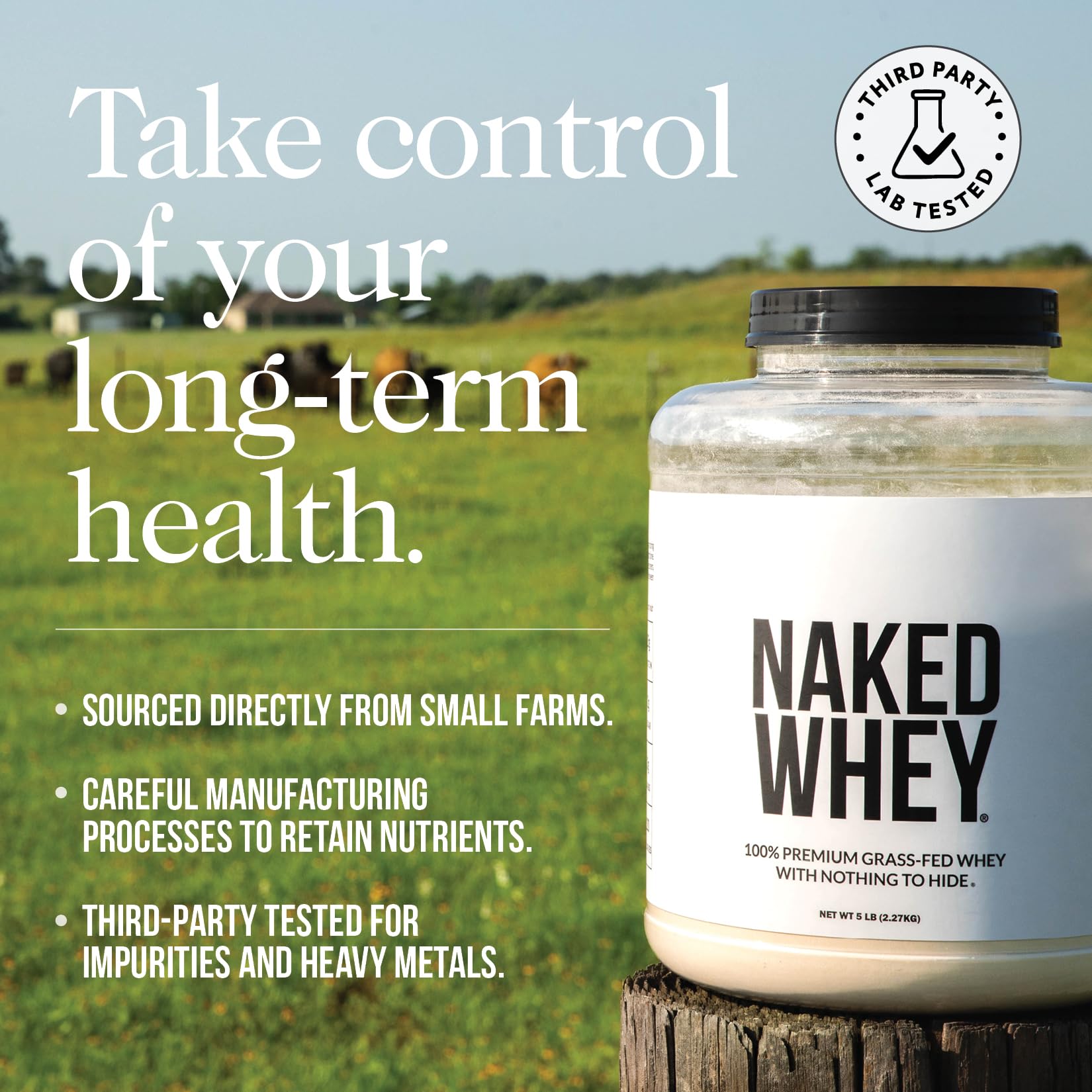 NAKED Whey 1Lb - Only 1 Ingredient, Grass Fed Whey Protein Powder, NSF Certified, Undenatured, No Gmos, No Soy, Gluten Free - Maple Wellness Supplements