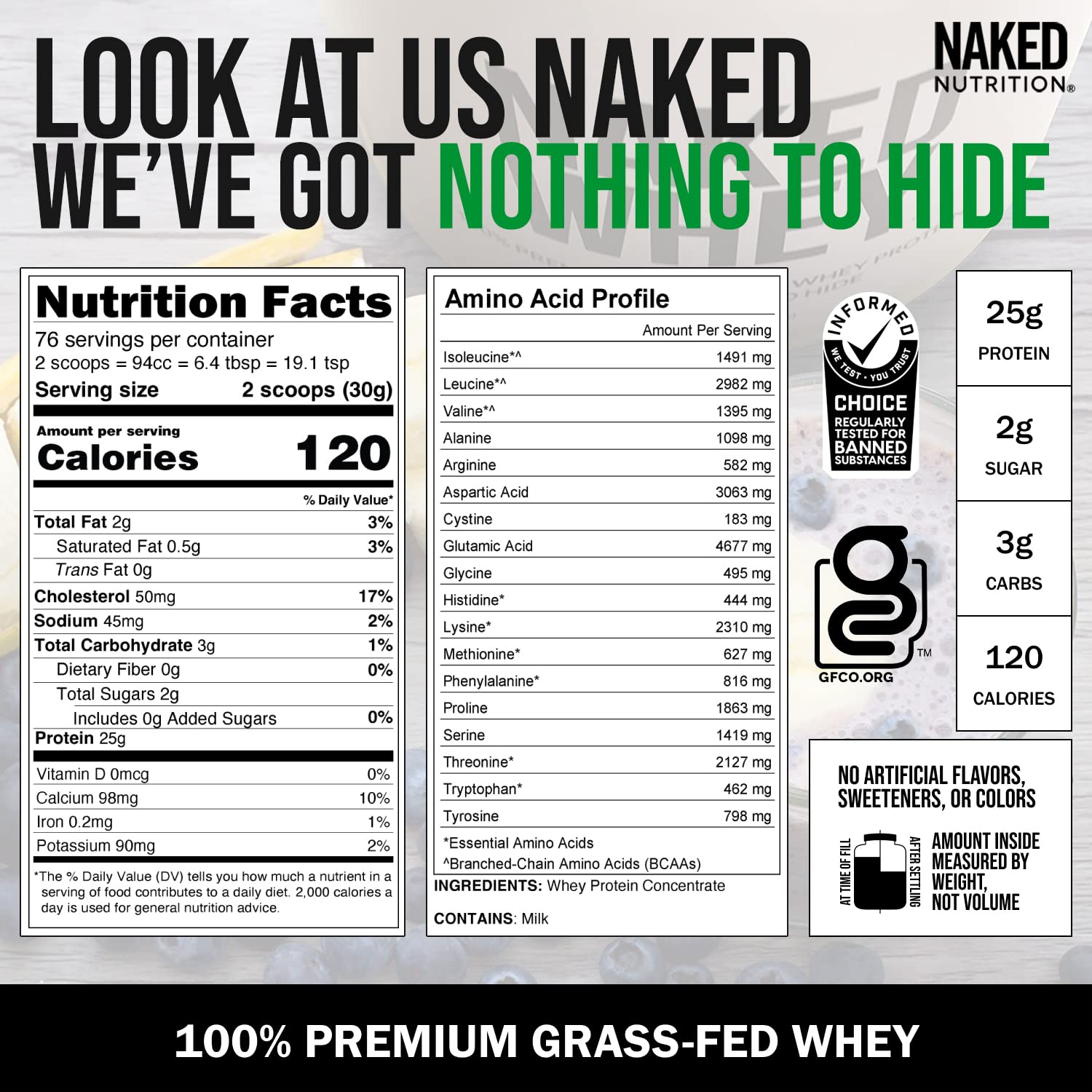 NAKED WHEY 5LB 100% Grass Fed Unflavored Whey Protein Powder - US Farms - Maple Wellness Supplements