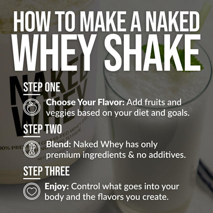 NAKED Whey Double Chocolate Grass Fed Whey Protein Powder, No GMO, No Soy - Maple Wellness Supplements