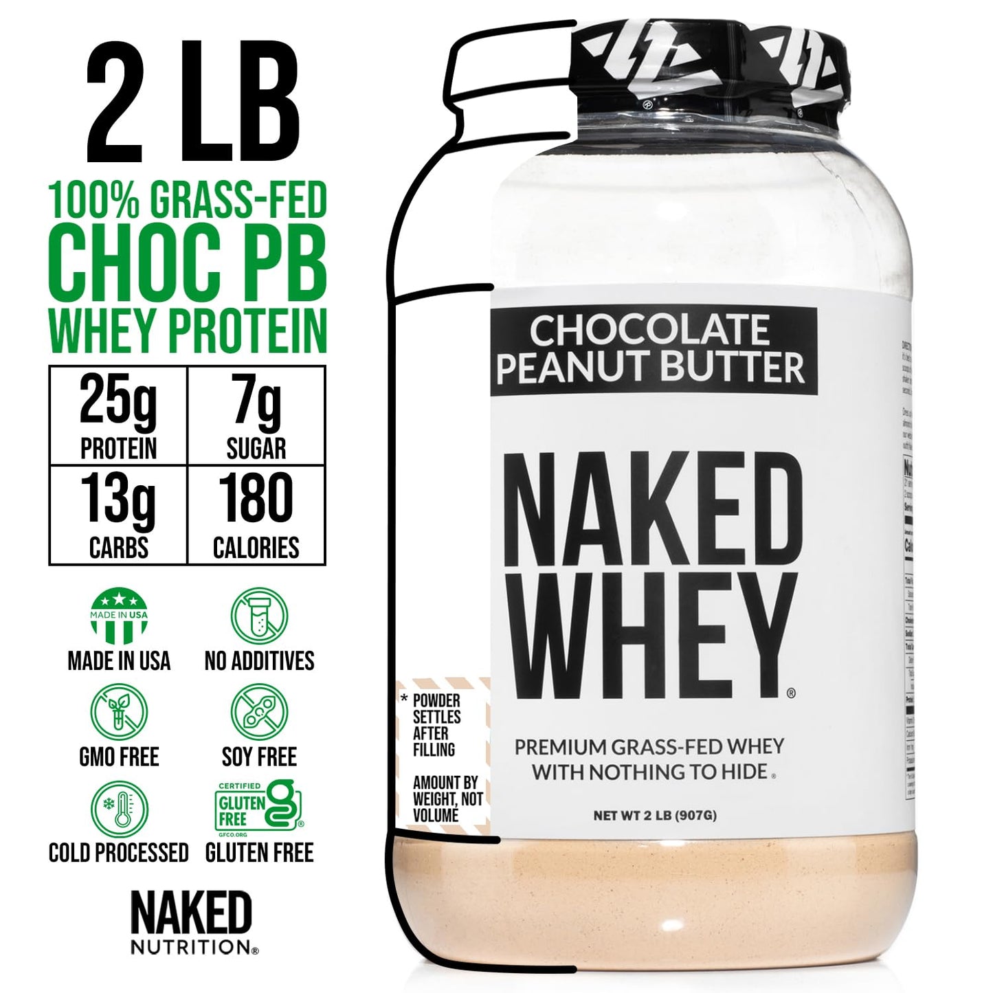 NAKED Whey Protein Powder (Chocolate PB, 2 LB) - Maple Wellness Supplements