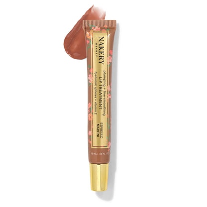 Nakery Plumping Lip Treatment for Dry Cracked Lips - Line Smoothing Lip Plumper for Women with Hyaluronic Acid Serum for Lips - Non Sticky Lip Gloss Plumper for Petal Soft Lips – Espresso Martini - Maple Wellness Supplements