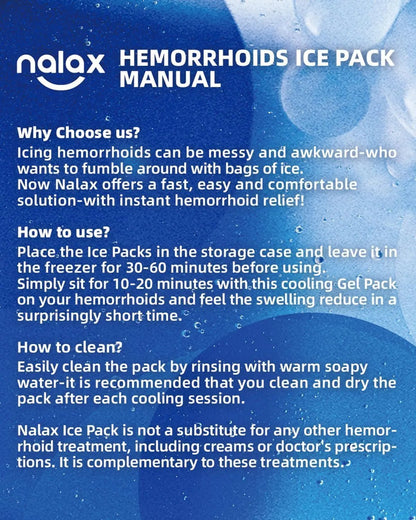 nalax Hemorrhoid Ice Pack 2 Pack – Ultra-Soft Reusable Cooling Gel Pads for Fast Relief, FSA-HSA Eligible Cold Therapy for Hemorrhoid Sufferers & Postpartum Moms, Includes 2 Storage Cases - Maple Wellness Supplements