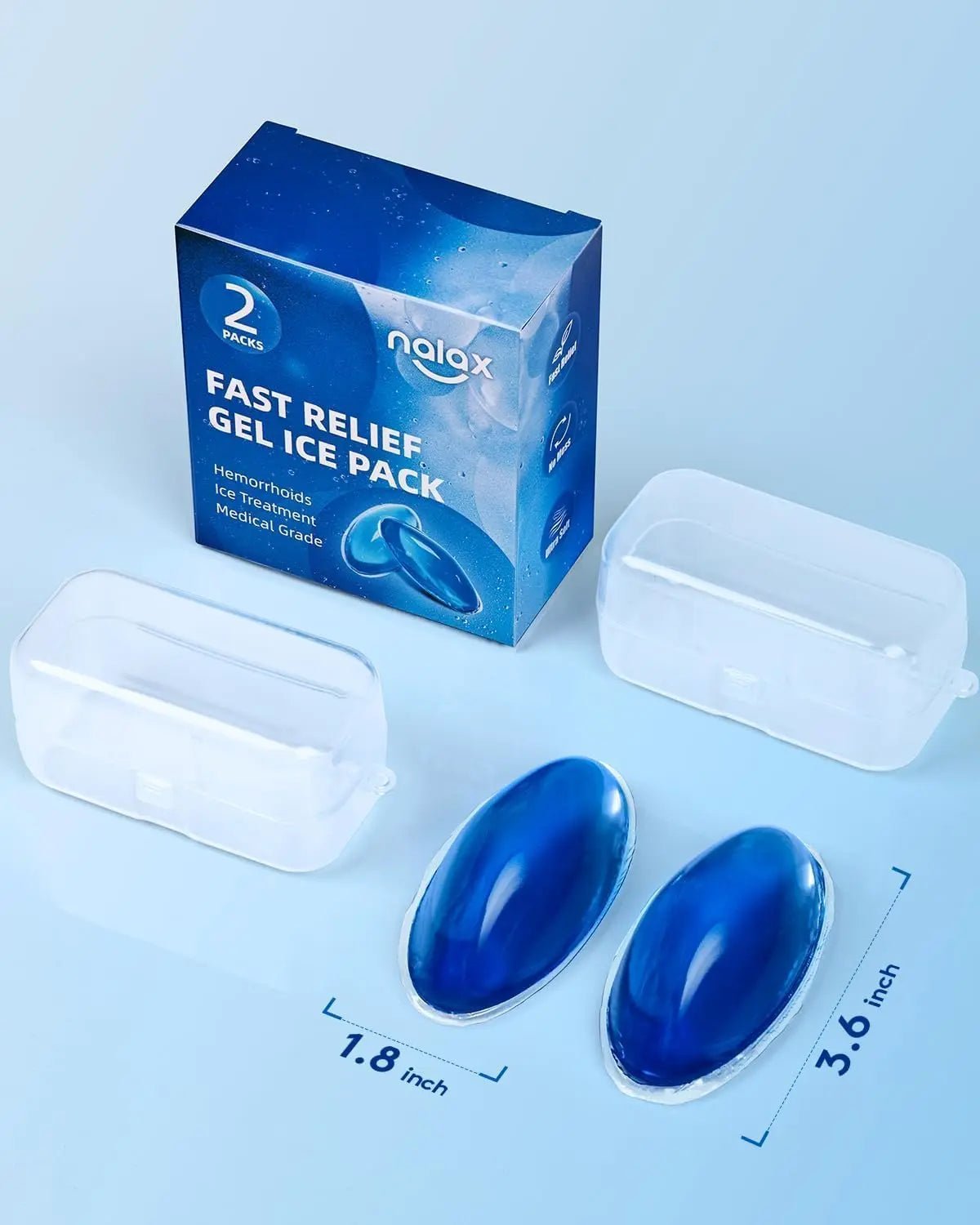 nalax Hemorrhoid Ice Pack 2 Pack – Ultra-Soft Reusable Cooling Gel Pads for Fast Relief, FSA-HSA Eligible Cold Therapy for Hemorrhoid Sufferers & Postpartum Moms, Includes 2 Storage Cases - Maple Wellness Supplements
